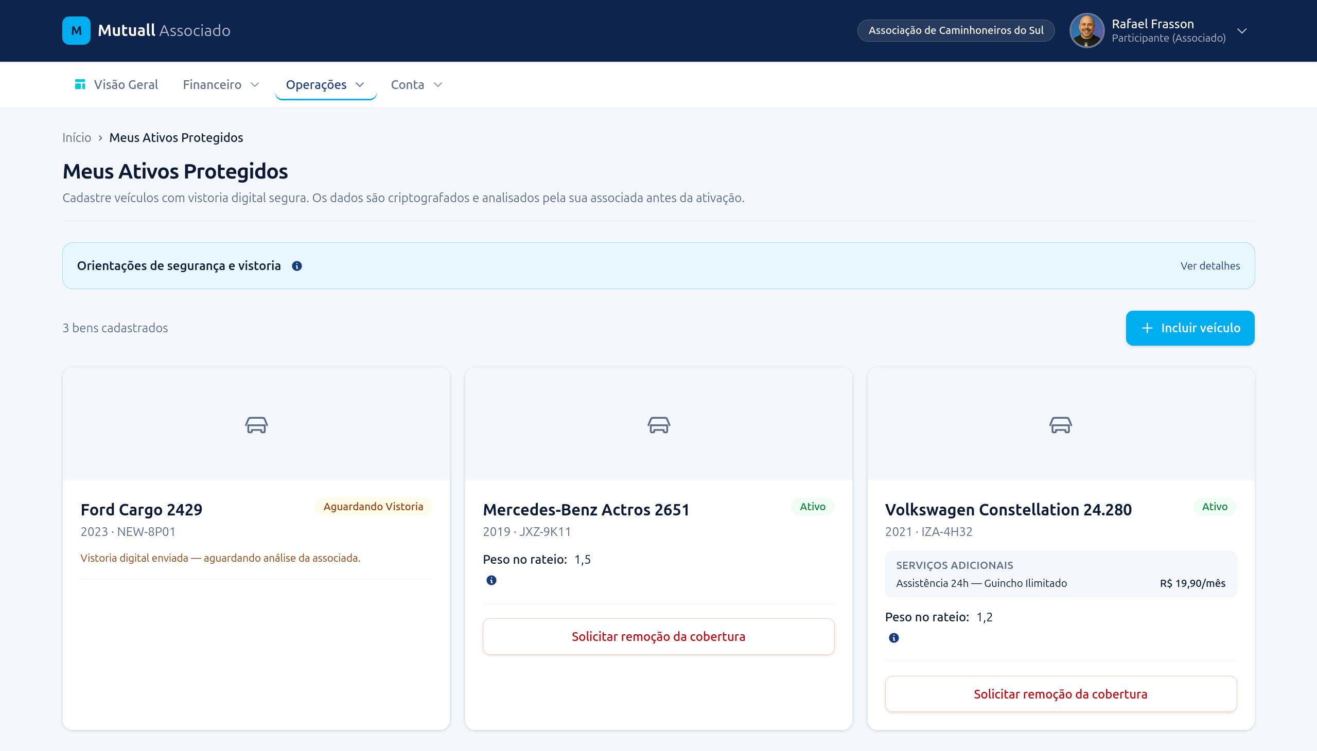 Gestão de veículos protegidos com vistoria digital